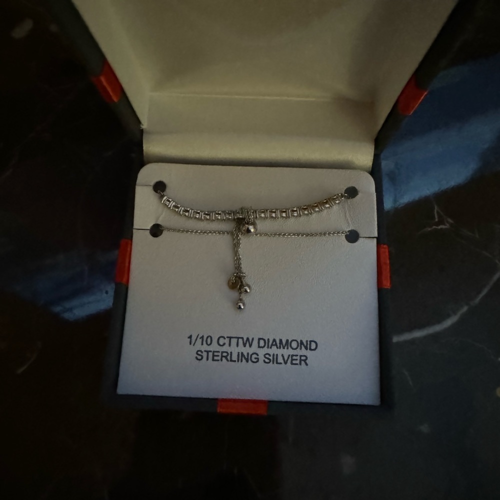 sterling silver diamond bracelet   never worn  with tag